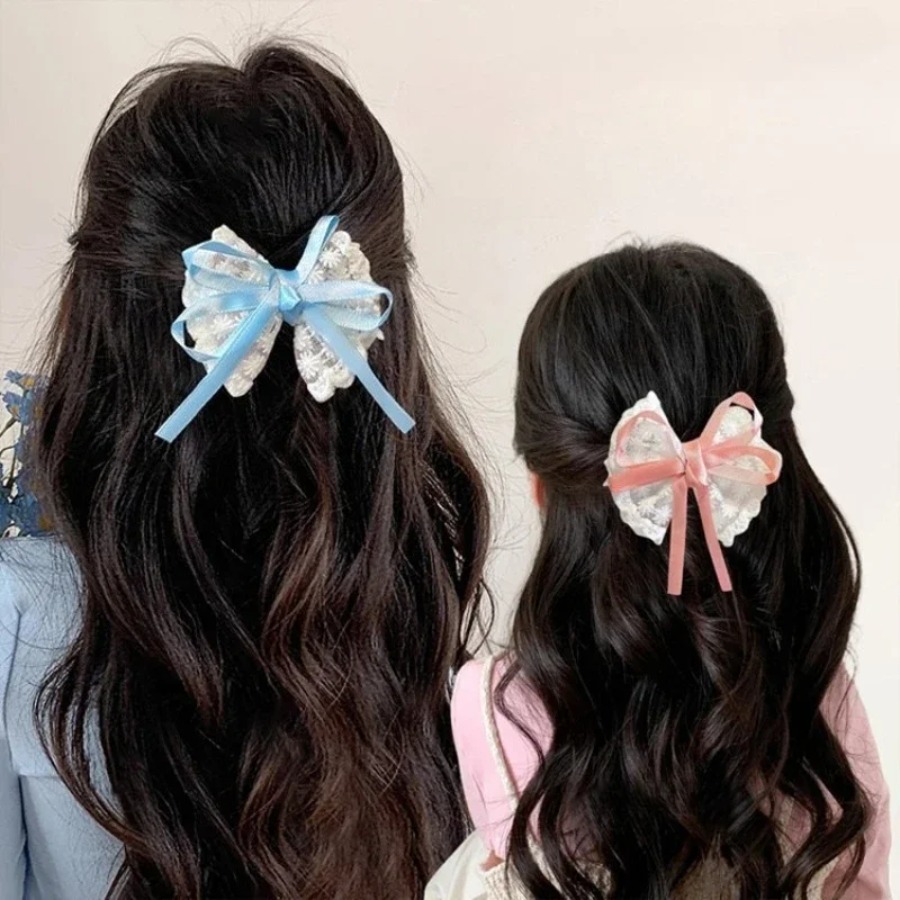 2pcs/set Cute Lace Bow Hair Cl - Travel Accessories For Kids review and price